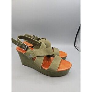 Unisa Shoes Womens Size 9 Wedge Heel Sandal Strappy Slingback Green